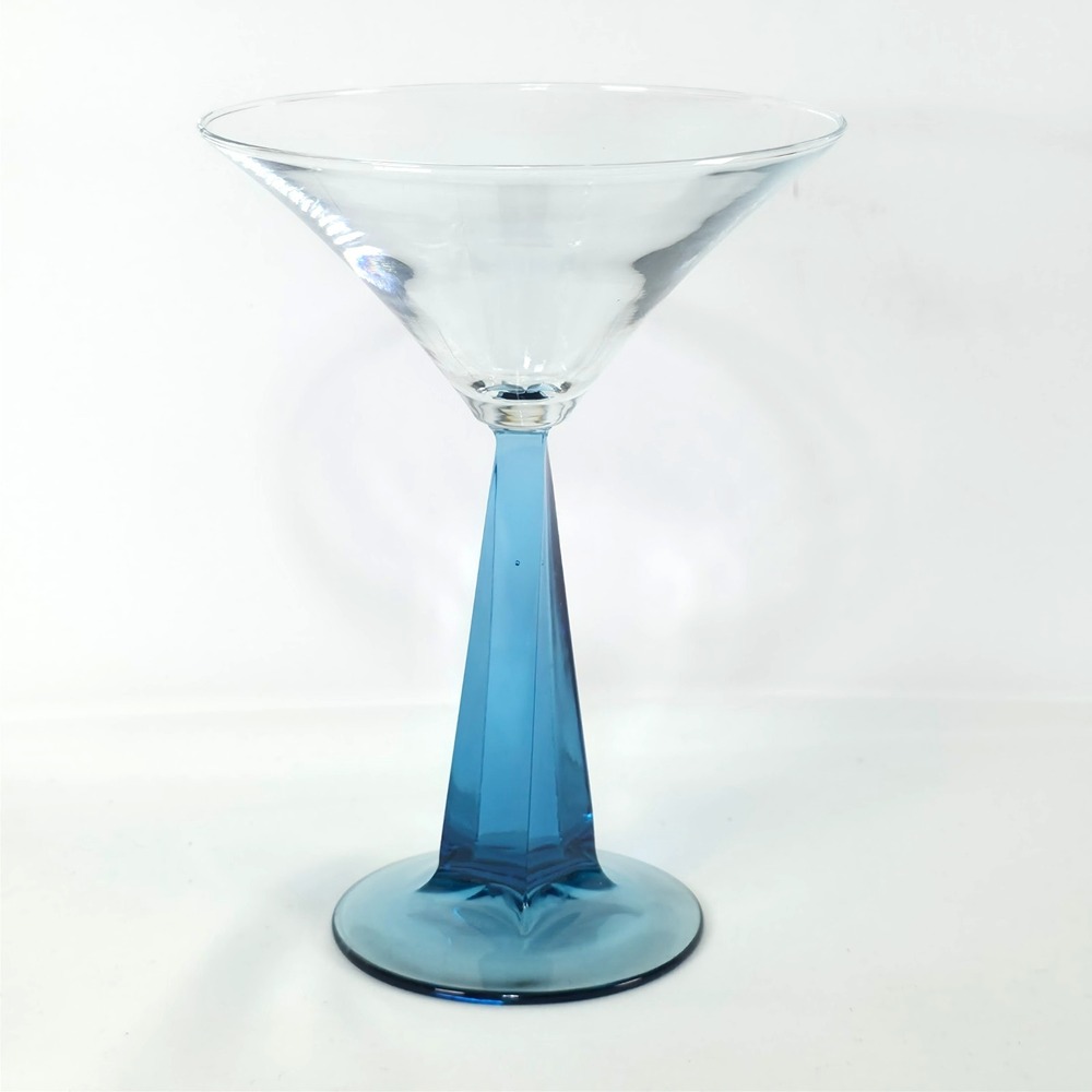Bombay Sapphire Martini Cocktail Glass Blue Stem Gin Barware Drinkware 6.6"